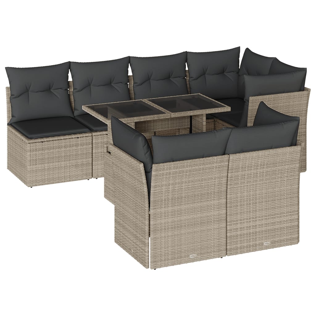 8-delige Loungeset met kussens poly rattan lichtgrijs is nu te koop bij PeponiXL, paradijselijk wonen!