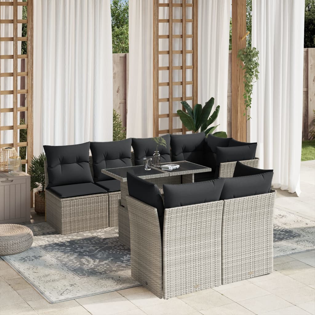 8-delige Loungeset met kussens poly rattan lichtgrijs is nu te koop bij PeponiXL, paradijselijk wonen!
