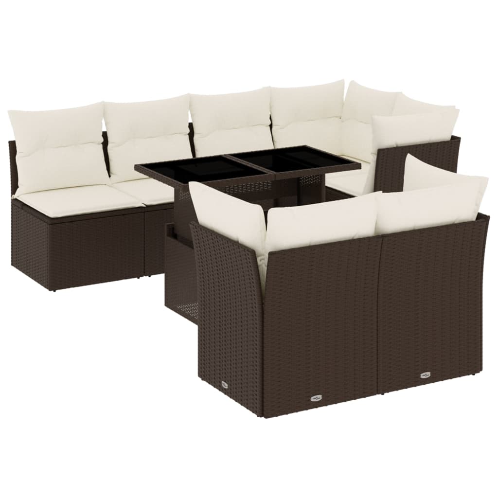 8-delige Loungeset met kussens poly rattan bruin is nu te koop bij PeponiXL, paradijselijk wonen!