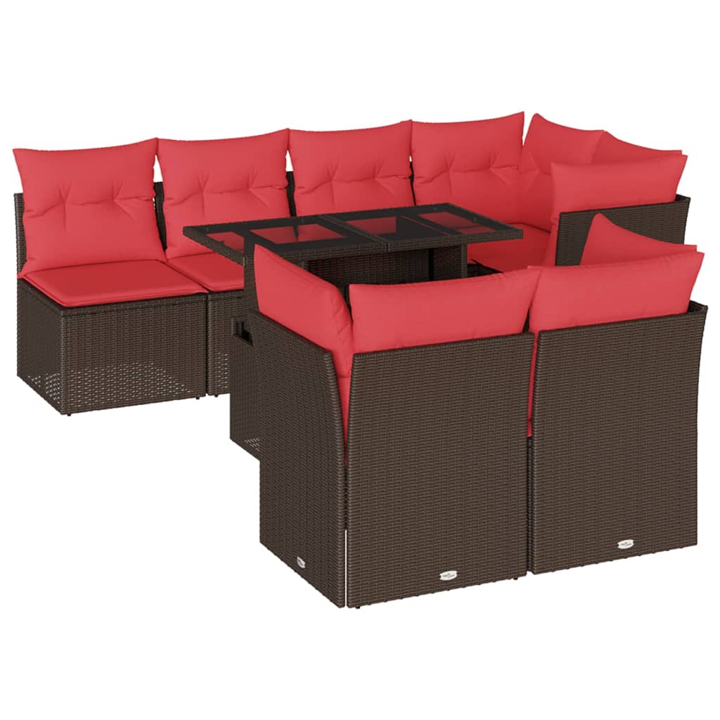 8-delige tuinbankset met kussens, bruin polyrotan is nu te koop bij PeponiXL, paradijselijk wonen!