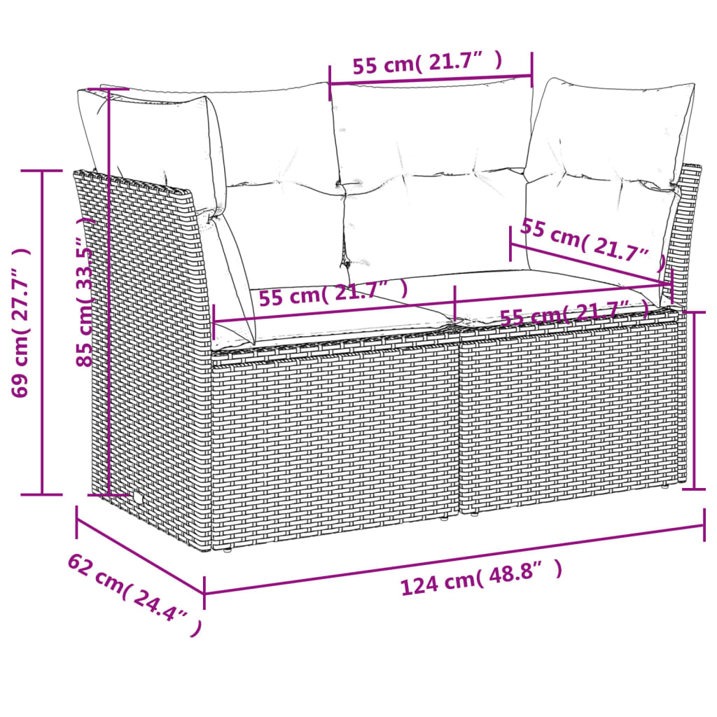 5-delige Loungeset met kussens poly rattan grijs is nu te koop bij PeponiXL, paradijselijk wonen!