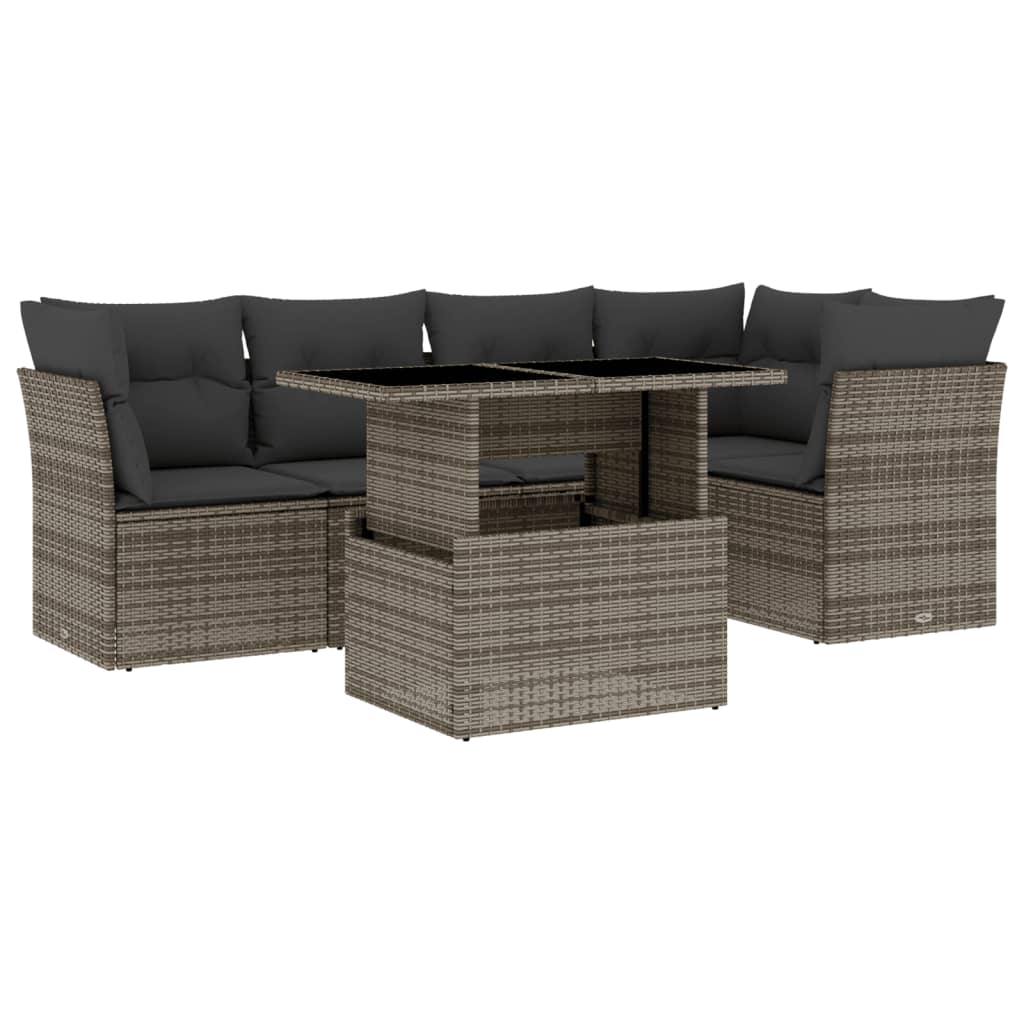 6-delige Loungeset met kussens poly rattan grijs is nu te koop bij PeponiXL, paradijselijk wonen!