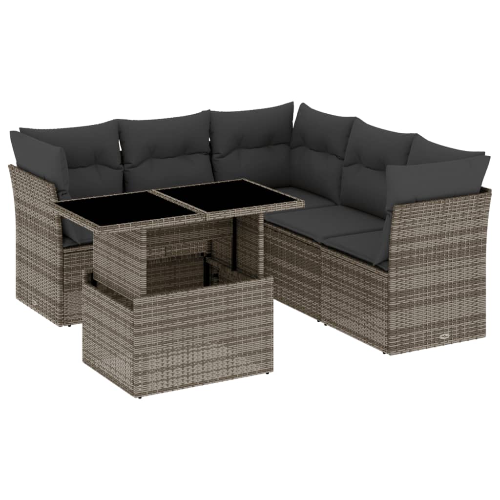 6-delige Loungeset met kussens poly rattan grijs is nu te koop bij PeponiXL, paradijselijk wonen!
