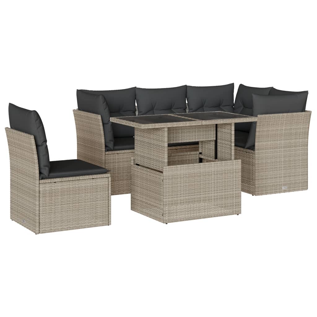 6-delige Loungeset met kussens poly rattan lichtgrijs is nu te koop bij PeponiXL, paradijselijk wonen!