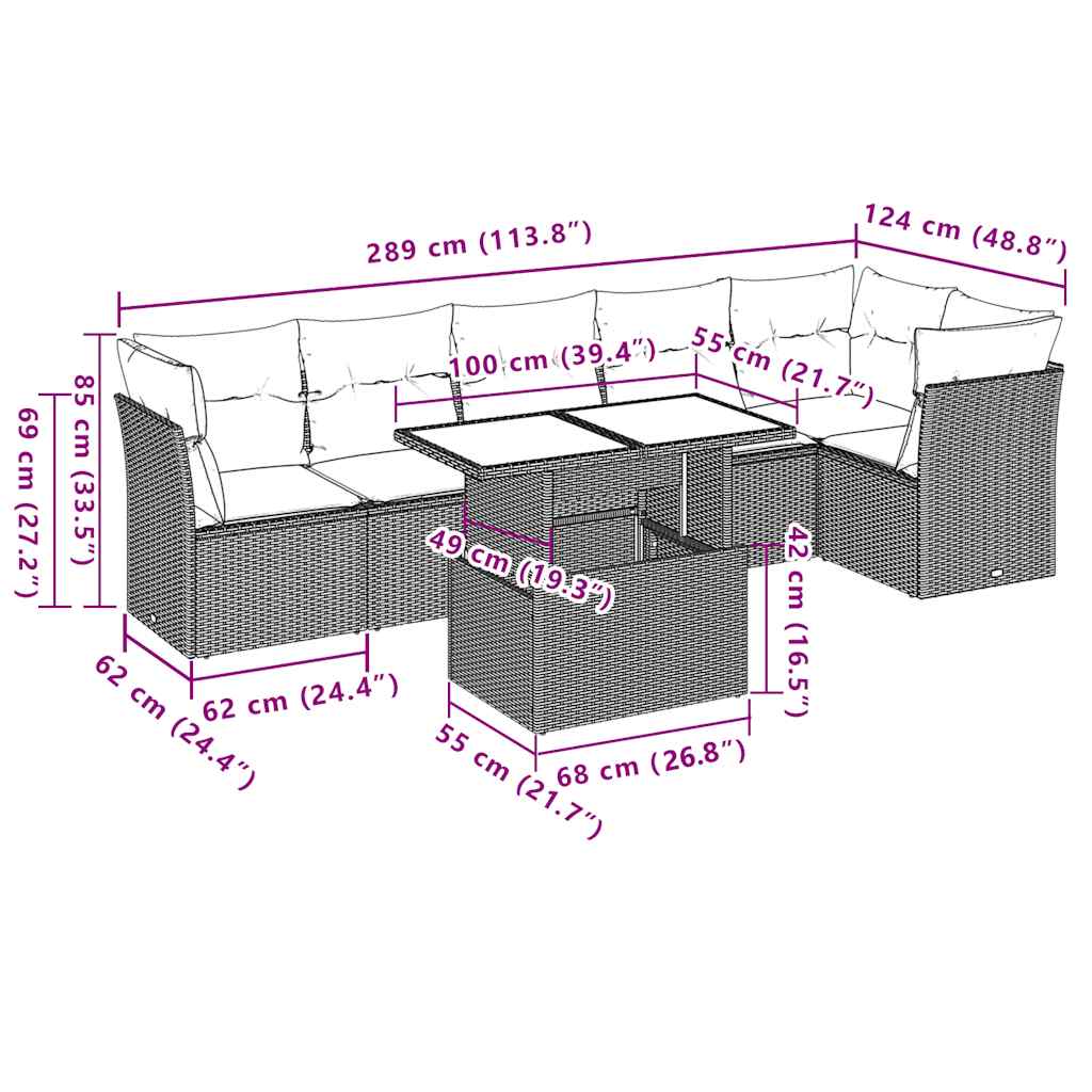 7-delige Loungeset met kussens poly rattan zwart is nu te koop bij PeponiXL, paradijselijk wonen!