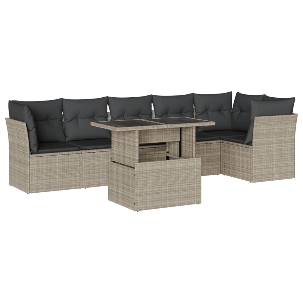 7-delige Loungeset met kussens poly rattan lichtgrijs is nu te koop bij PeponiXL, paradijselijk wonen!