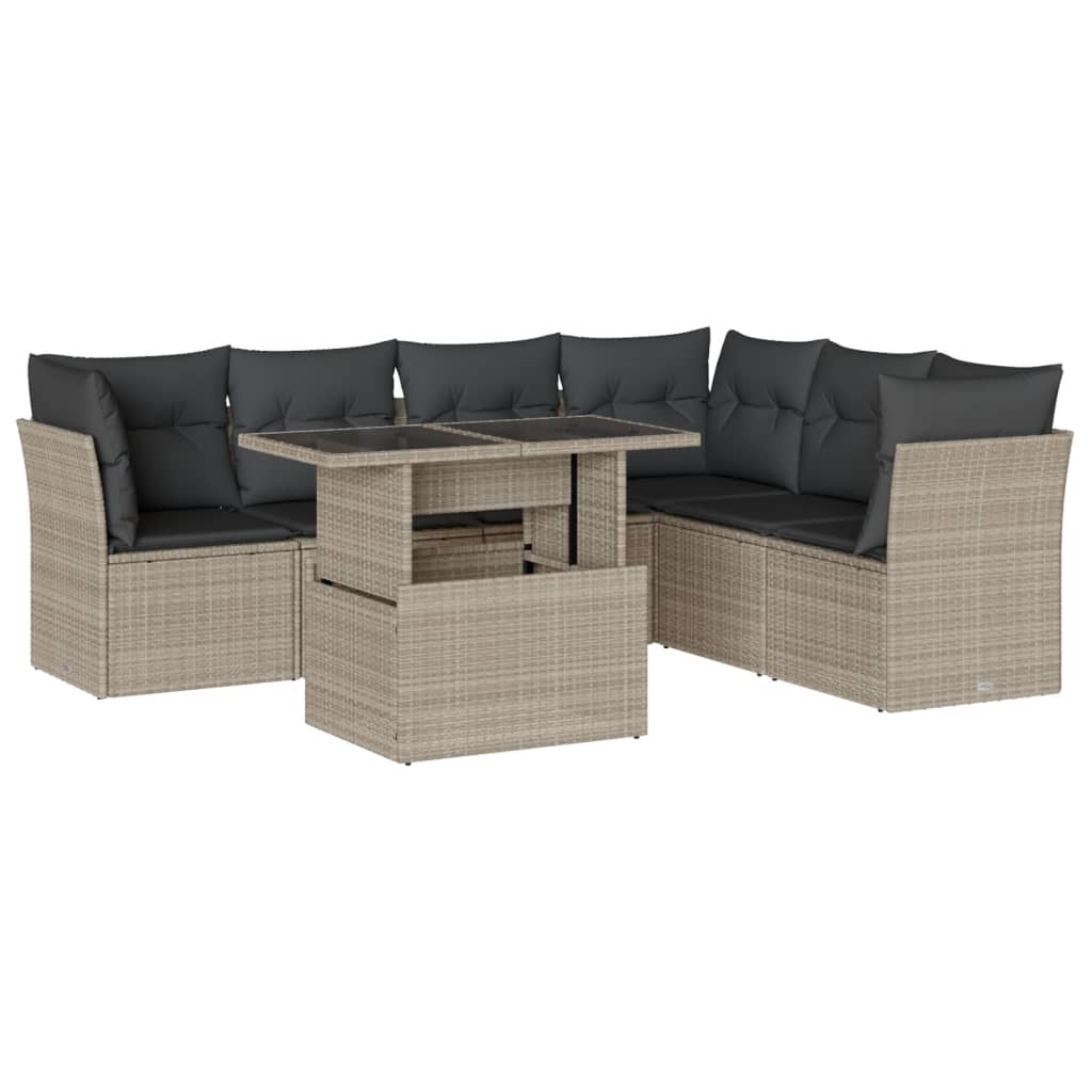7-delige Loungeset met kussens poly rattan lichtgrijs is nu te koop bij PeponiXL, paradijselijk wonen!