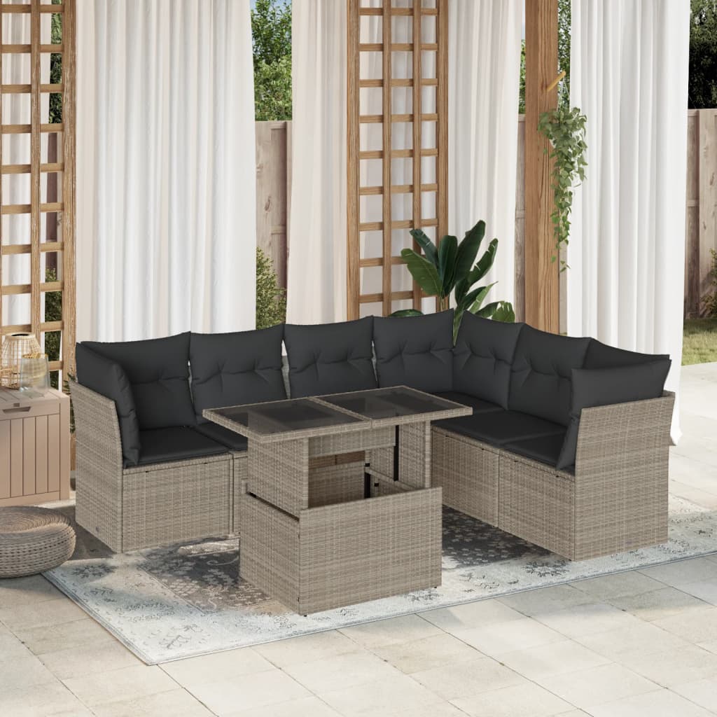 7-delige Loungeset met kussens poly rattan lichtgrijs is nu te koop bij PeponiXL, paradijselijk wonen!