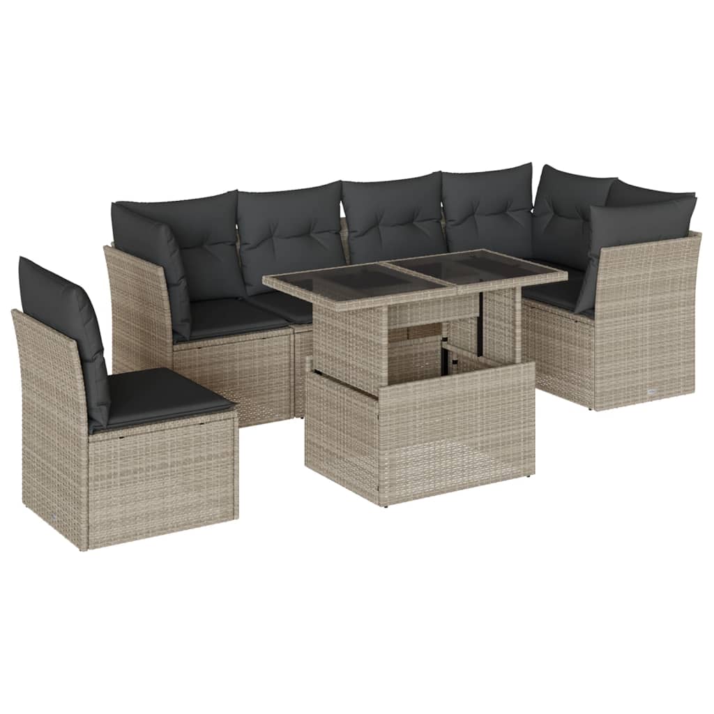7-delige Loungeset met kussens poly rattan lichtgrijs is nu te koop bij PeponiXL, paradijselijk wonen!