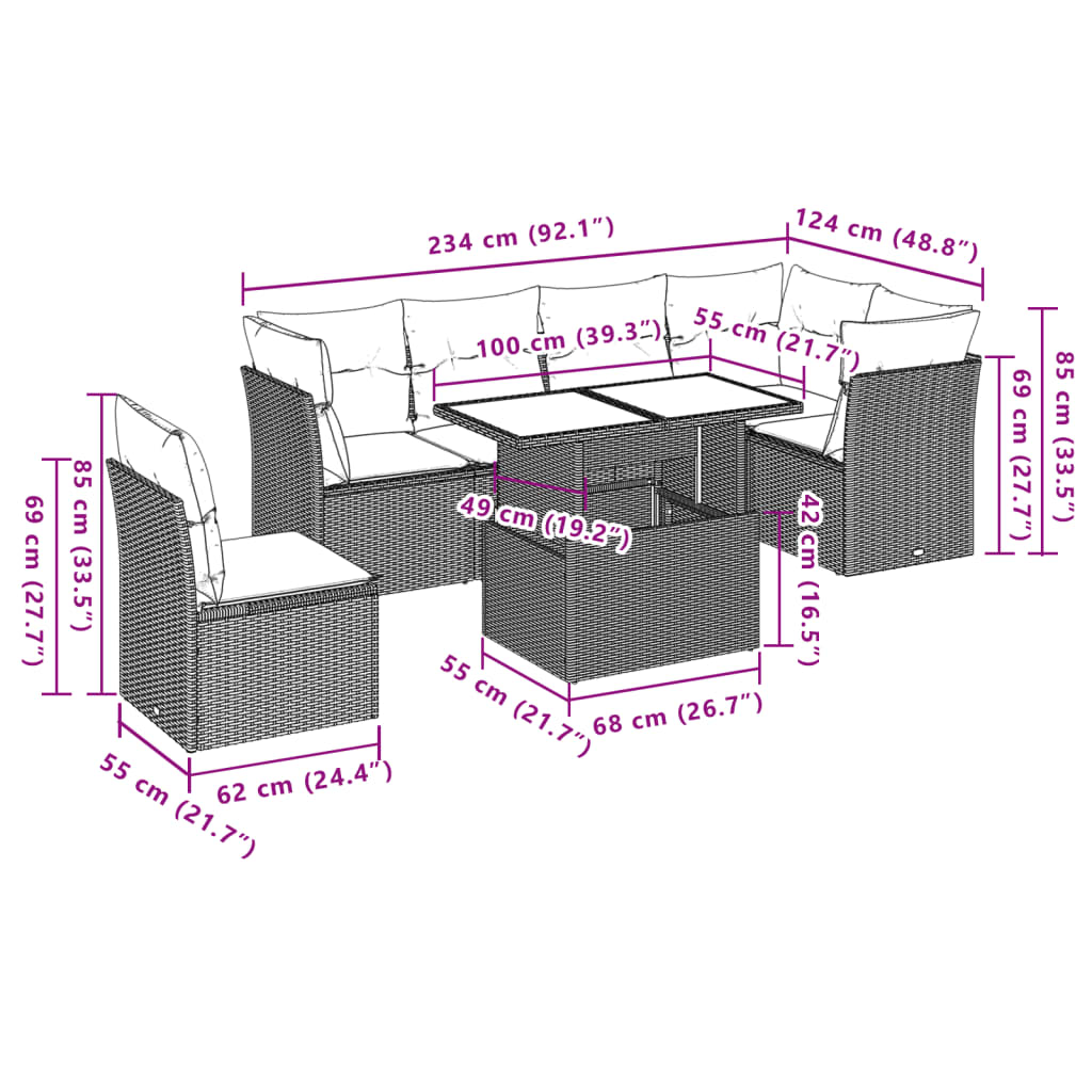 9-delige Loungeset met kussens poly rattan bruin is nu te koop bij PeponiXL, paradijselijk wonen!