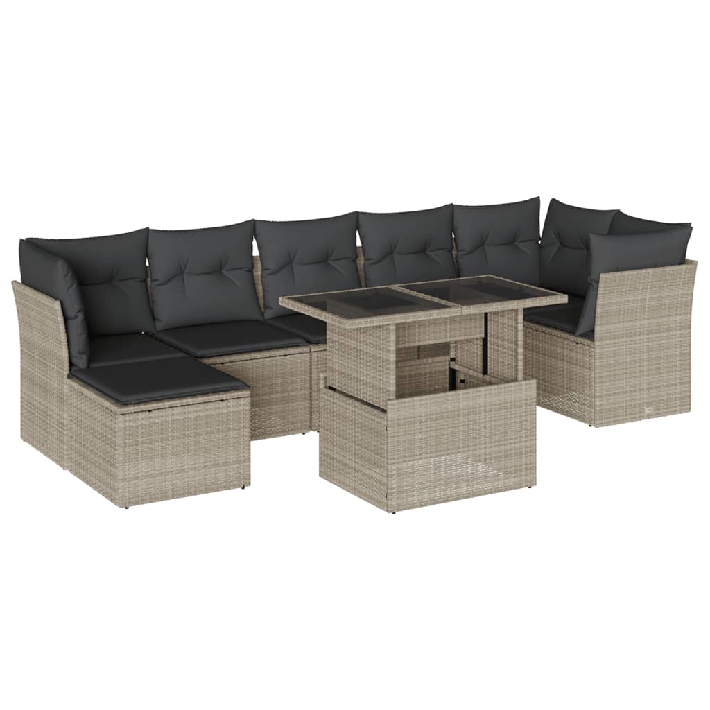 8-delige Loungeset met kussens poly rattan lichtgrijs is nu te koop bij PeponiXL, paradijselijk wonen!