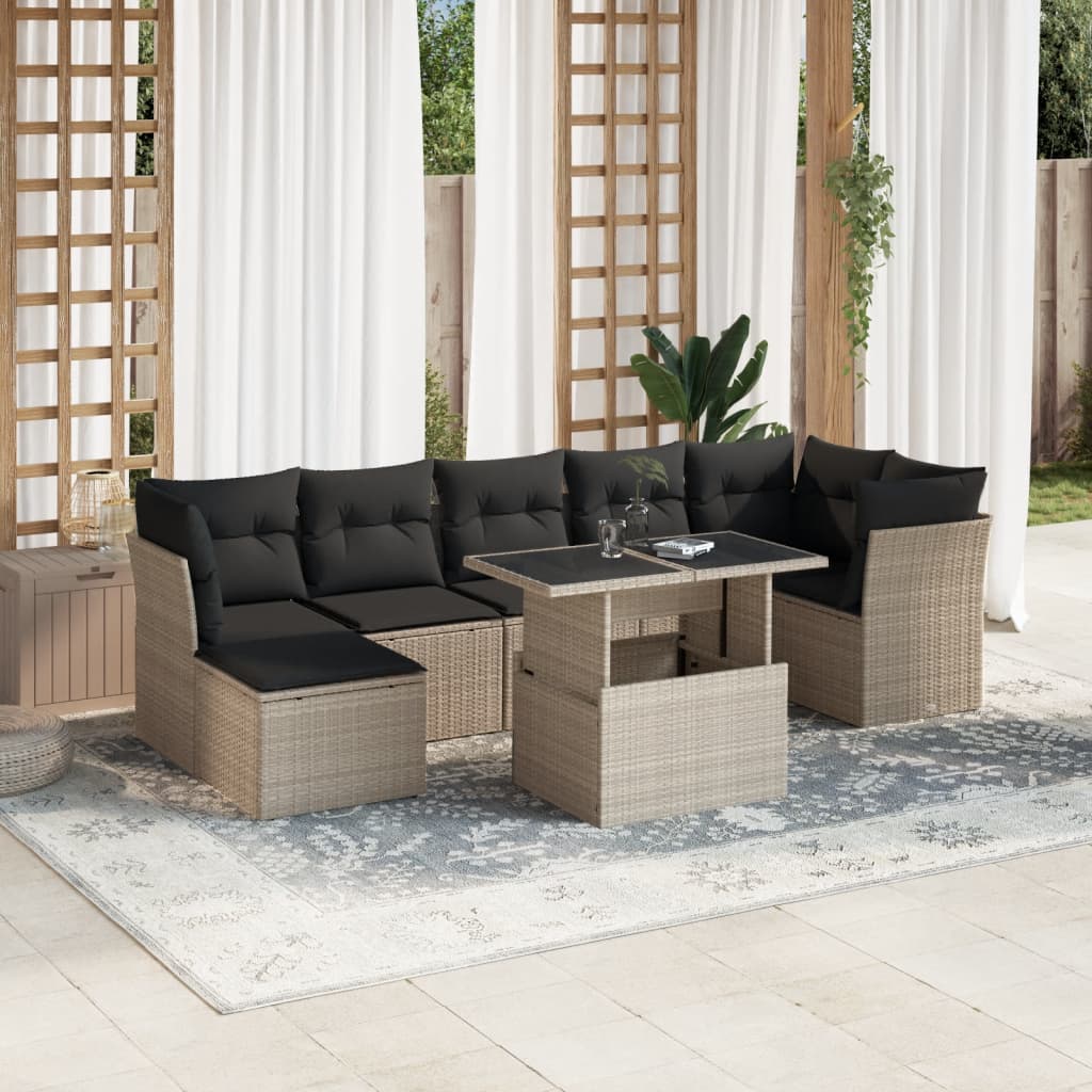 8-delige Loungeset met kussens poly rattan lichtgrijs is nu te koop bij PeponiXL, paradijselijk wonen!
