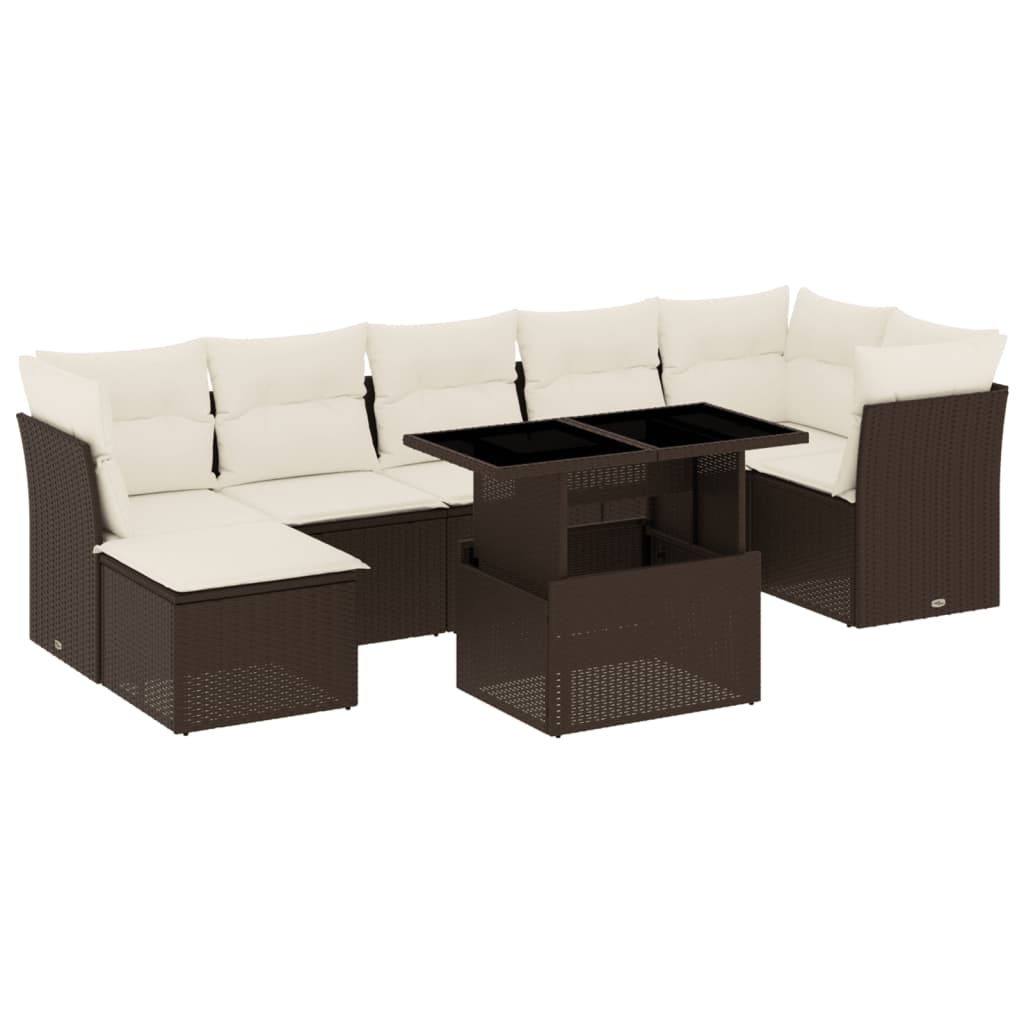 8-delige Loungeset met kussens poly rattan bruin is nu te koop bij PeponiXL, paradijselijk wonen!