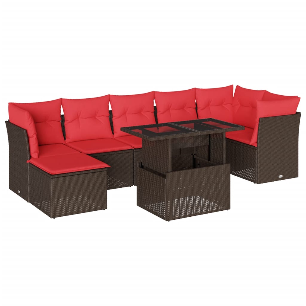 8-delige tuinbankset met kussens, bruin polyrotan is nu te koop bij PeponiXL, paradijselijk wonen!