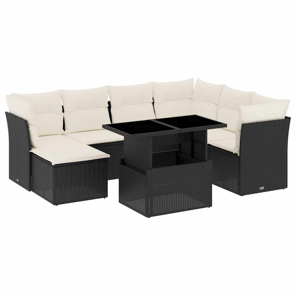 8-delige Loungeset met kussens poly rattan zwart is nu te koop bij PeponiXL, paradijselijk wonen!