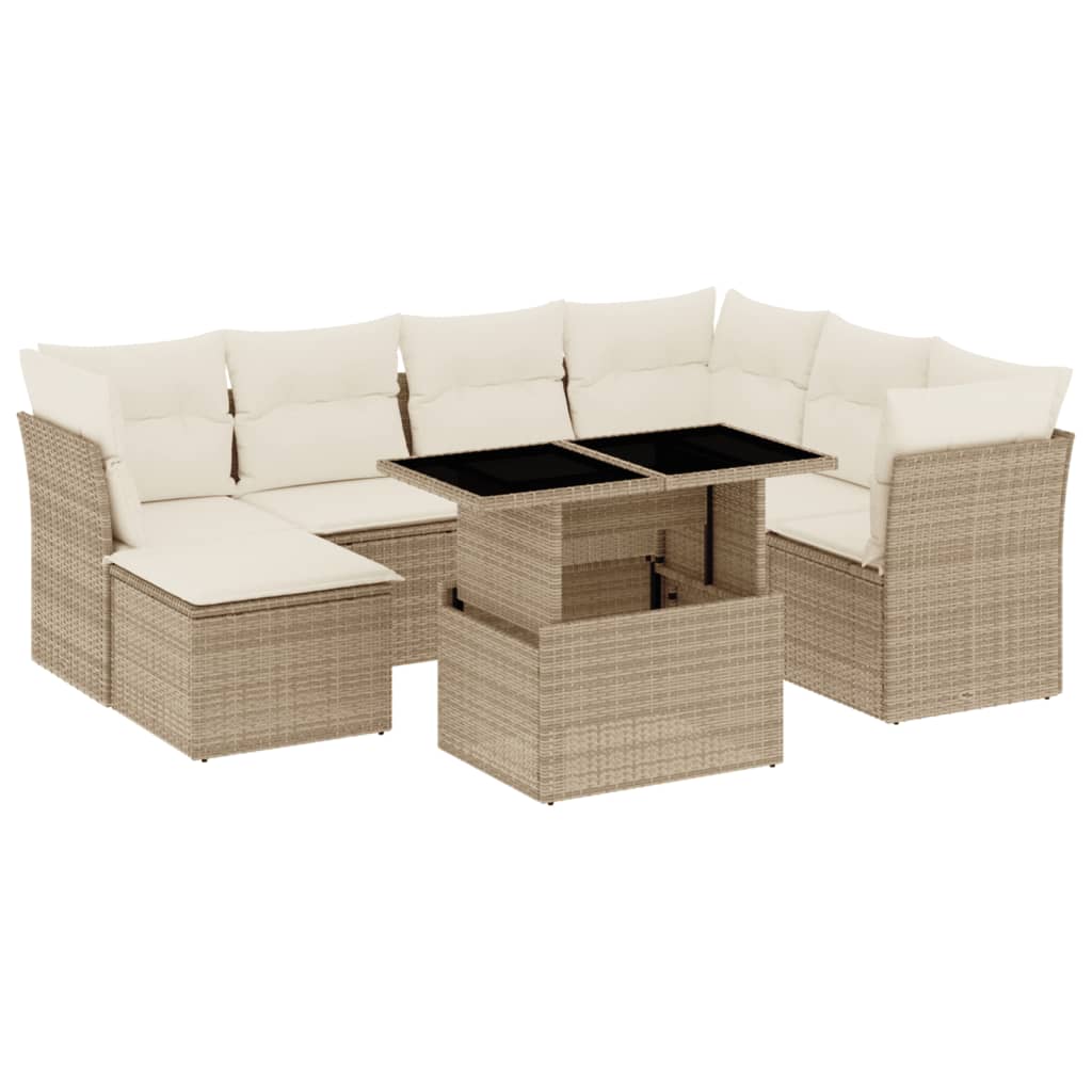 8-delige Loungeset met kussens poly rattan beige is nu te koop bij PeponiXL, paradijselijk wonen!