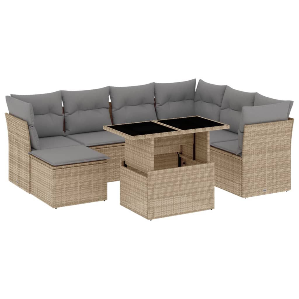 8-delige Loungeset met kussens poly rattan beige is nu te koop bij PeponiXL, paradijselijk wonen!