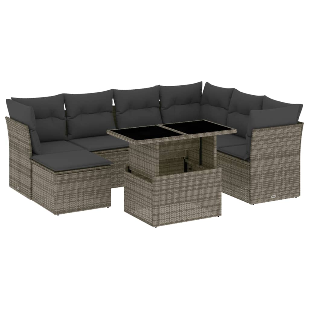 8-delige Loungeset met kussens poly rattan grijs is nu te koop bij PeponiXL, paradijselijk wonen!