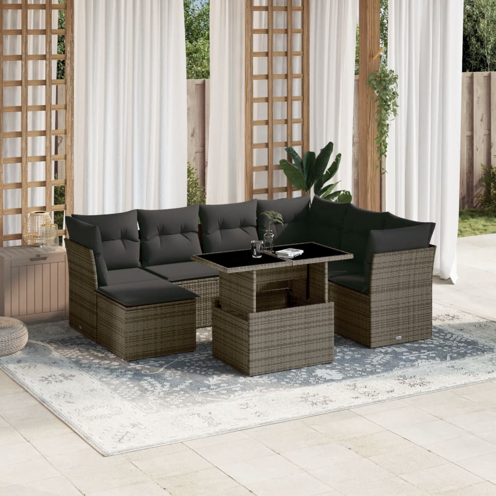 8-delige Loungeset met kussens poly rattan grijs is nu te koop bij PeponiXL, paradijselijk wonen!