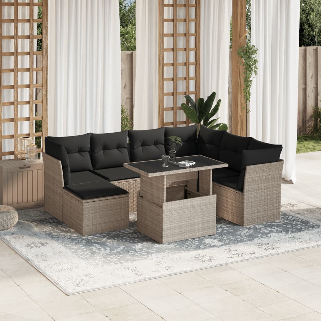 8-delige Loungeset met kussens poly rattan lichtgrijs is nu te koop bij PeponiXL, paradijselijk wonen!