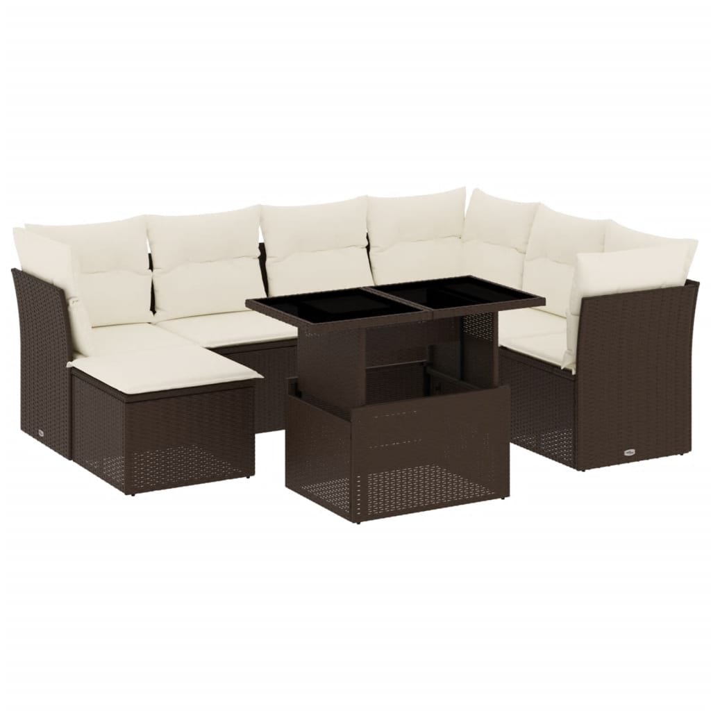 8-delige Loungeset met kussens poly rattan bruin is nu te koop bij PeponiXL, paradijselijk wonen!