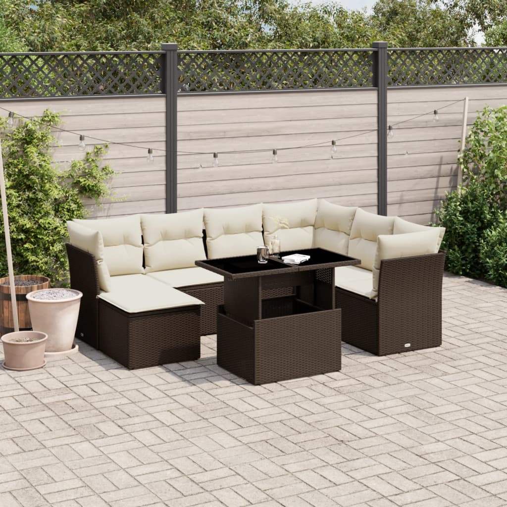 8-delige Loungeset met kussens poly rattan bruin is nu te koop bij PeponiXL, paradijselijk wonen!