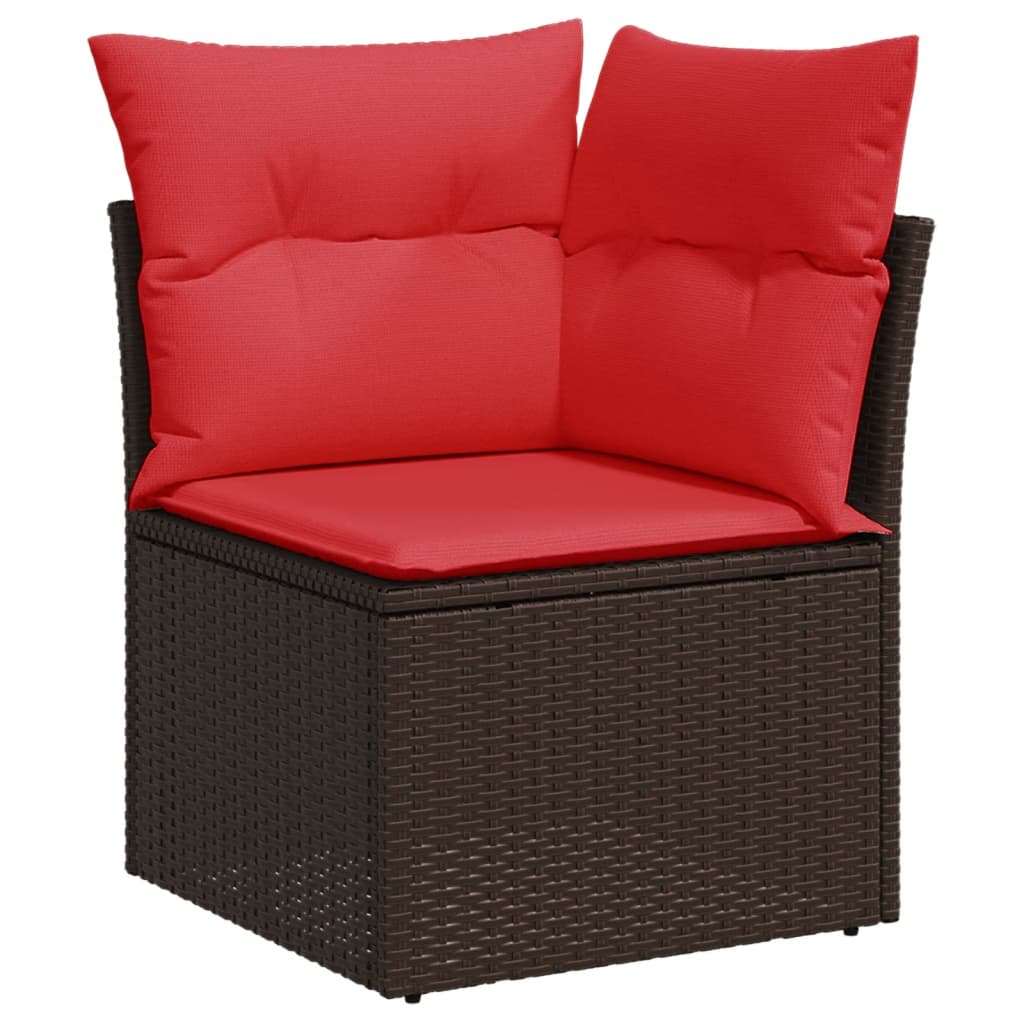 10-delige tuinbankset met kussens, bruin polyrotan is nu te koop bij PeponiXL, paradijselijk wonen!
