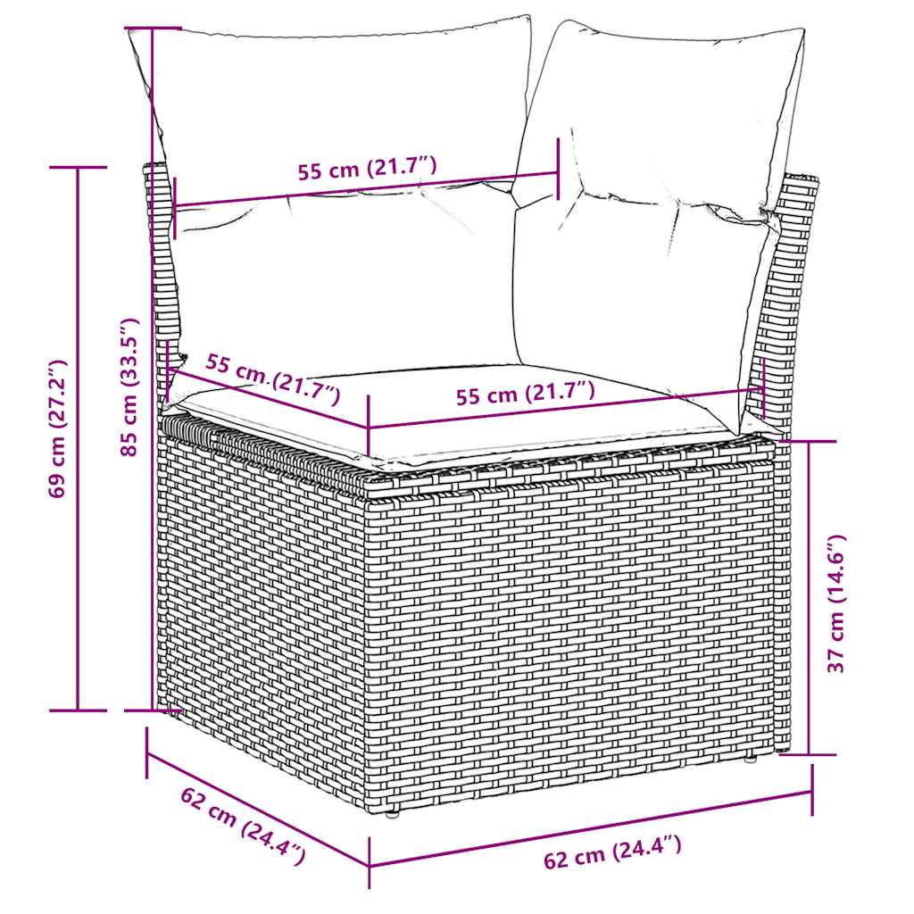 11-delige Loungeset met kussens poly rattan zwart is nu te koop bij PeponiXL, paradijselijk wonen!