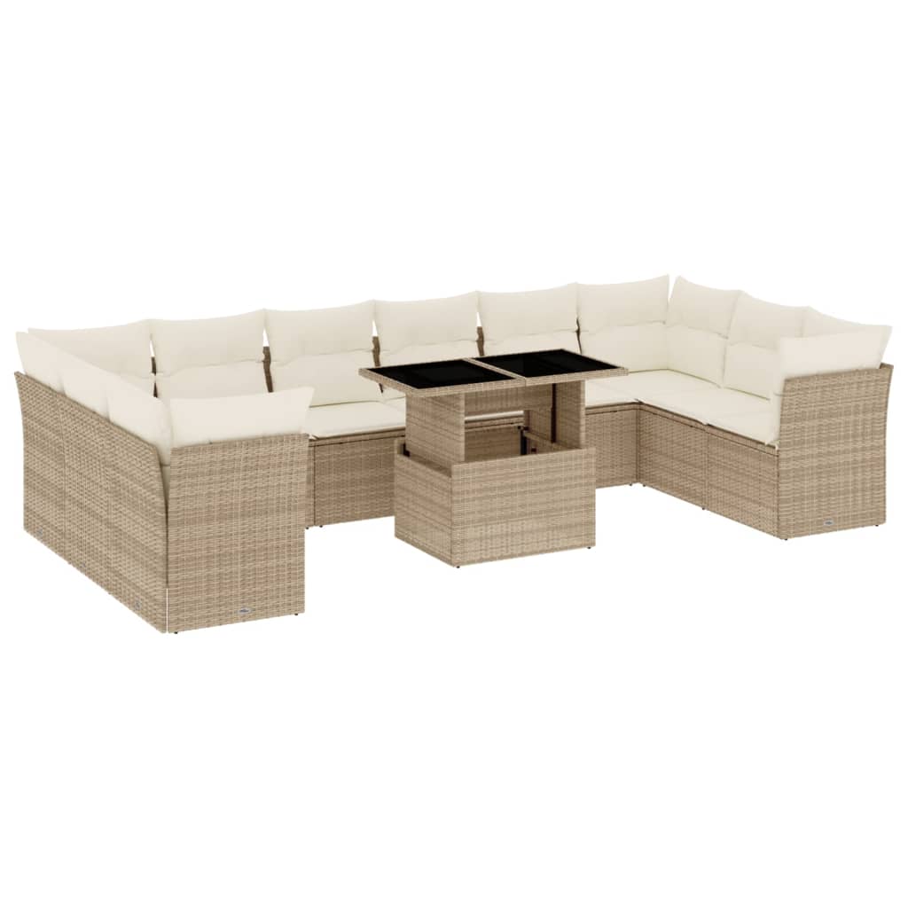 11-delige Tuinset met kussens poly rattan beige is nu te koop bij PeponiXL, paradijselijk wonen!