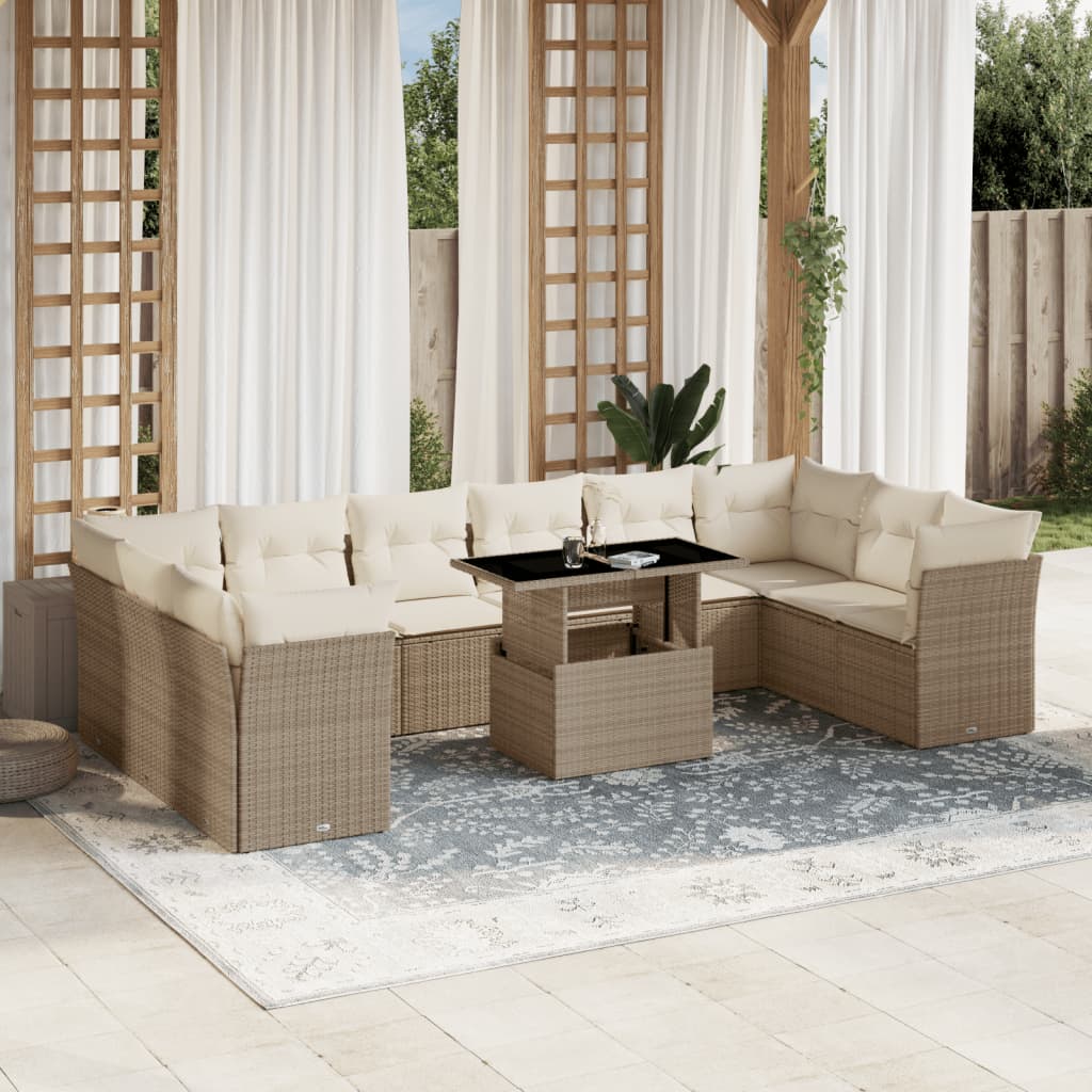 11-delige Tuinset met kussens poly rattan beige is nu te koop bij PeponiXL, paradijselijk wonen!