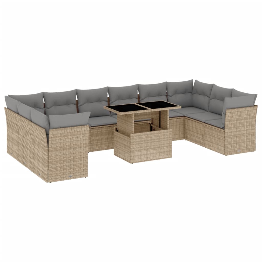 11-delige Tuinset met kussens poly rattan beige is nu te koop bij PeponiXL, paradijselijk wonen!