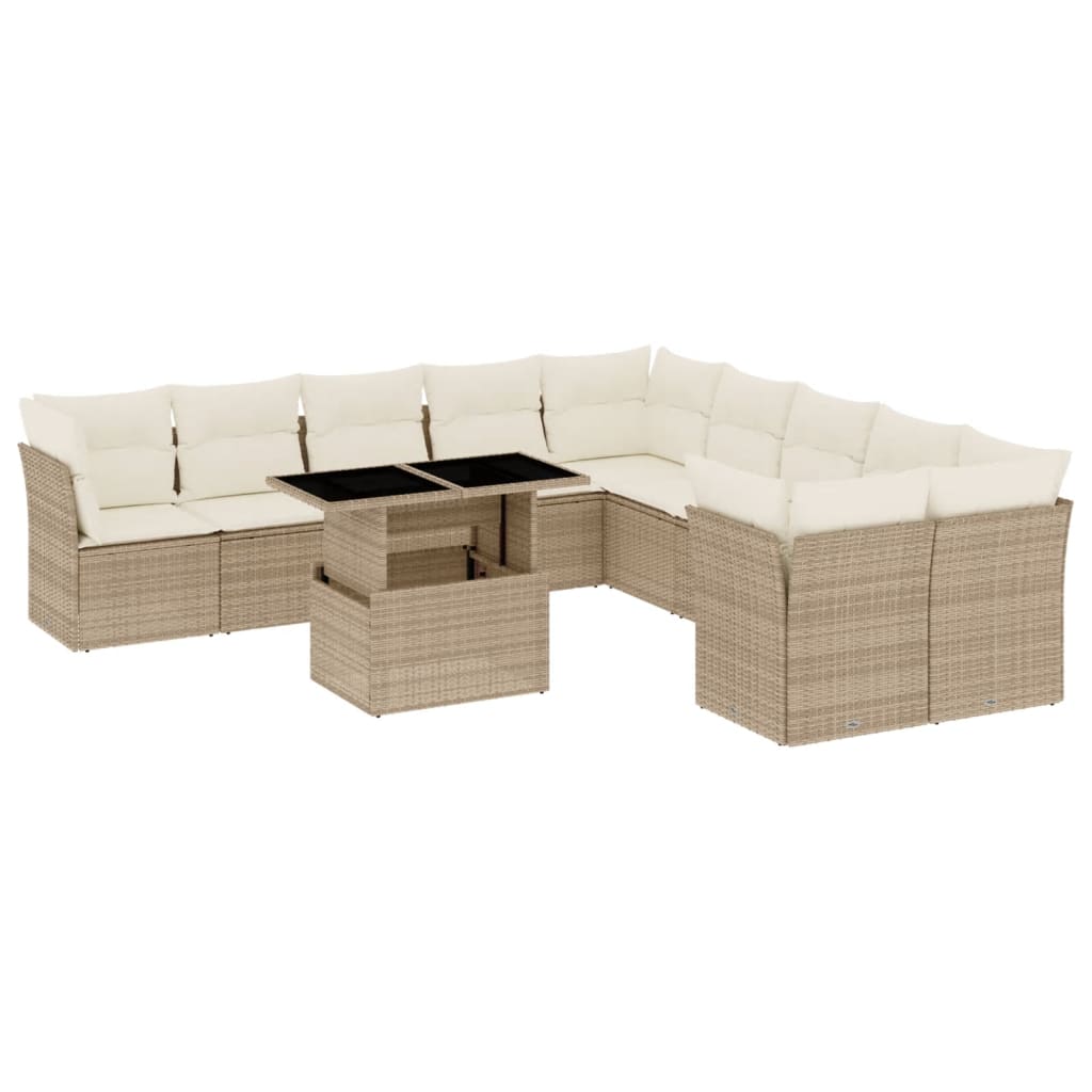 11-delige Tuinset met kussens poly rattan beige is nu te koop bij PeponiXL, paradijselijk wonen!