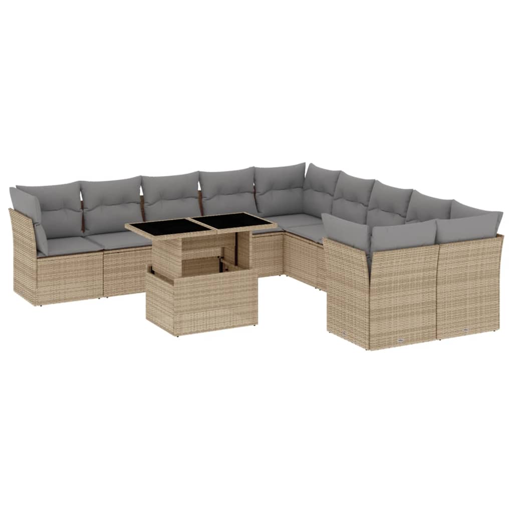 11-delige Tuinset met kussens poly rattan beige is nu te koop bij PeponiXL, paradijselijk wonen!