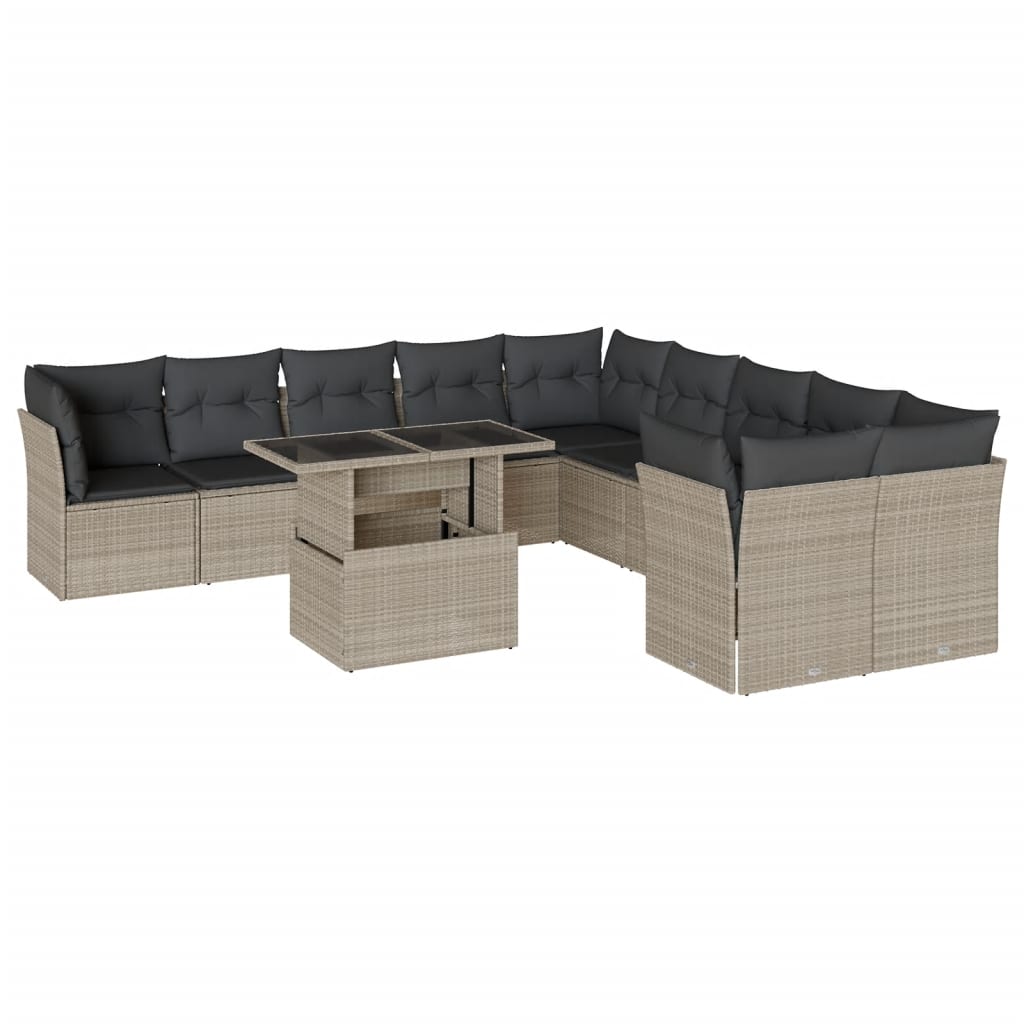 11-delige Loungeset met kussens poly rattan lichtgrijs is nu te koop bij PeponiXL, paradijselijk wonen!