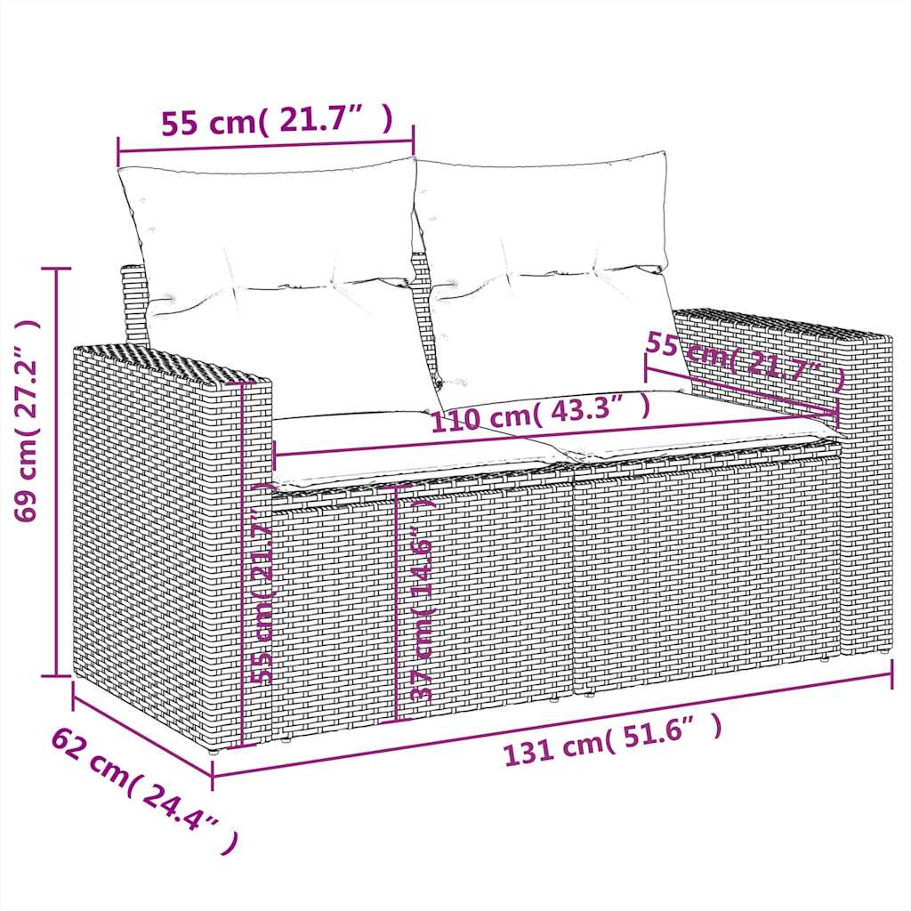 5-delige tuinbankset met kussens, bruin polyrotan is nu te koop bij PeponiXL, paradijselijk wonen!