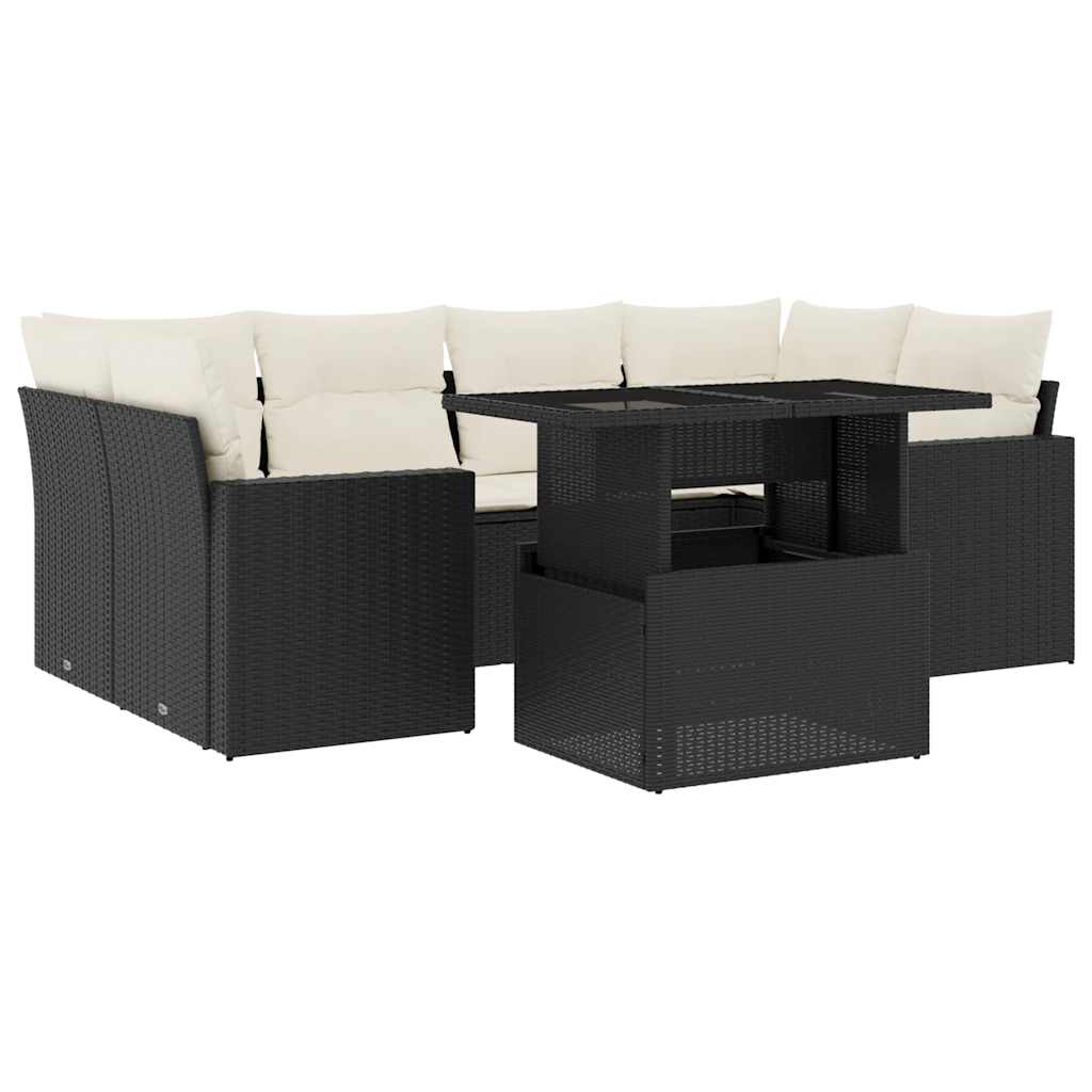 7-delige Loungeset met kussens poly rattan zwart is nu te koop bij PeponiXL, paradijselijk wonen!
