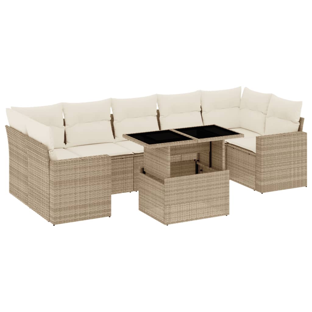 8-delige Loungeset met kussens poly rattan beige is nu te koop bij PeponiXL, paradijselijk wonen!
