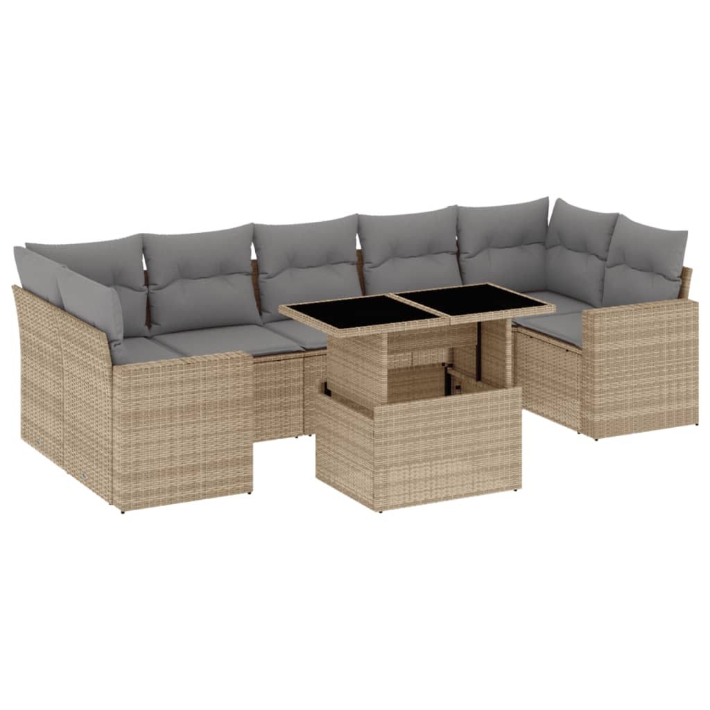 8-delige Loungeset met kussens poly rattan beige is nu te koop bij PeponiXL, paradijselijk wonen!