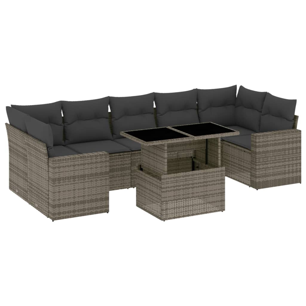 8-delige Loungeset met kussens poly rattan grijs is nu te koop bij PeponiXL, paradijselijk wonen!