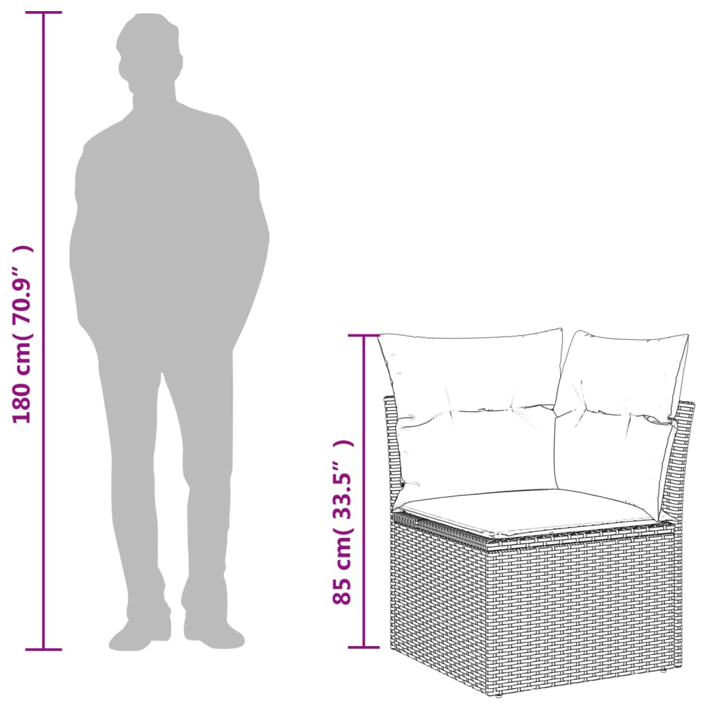 8-delige Loungeset met kussens poly rattan grijs is nu te koop bij PeponiXL, paradijselijk wonen!