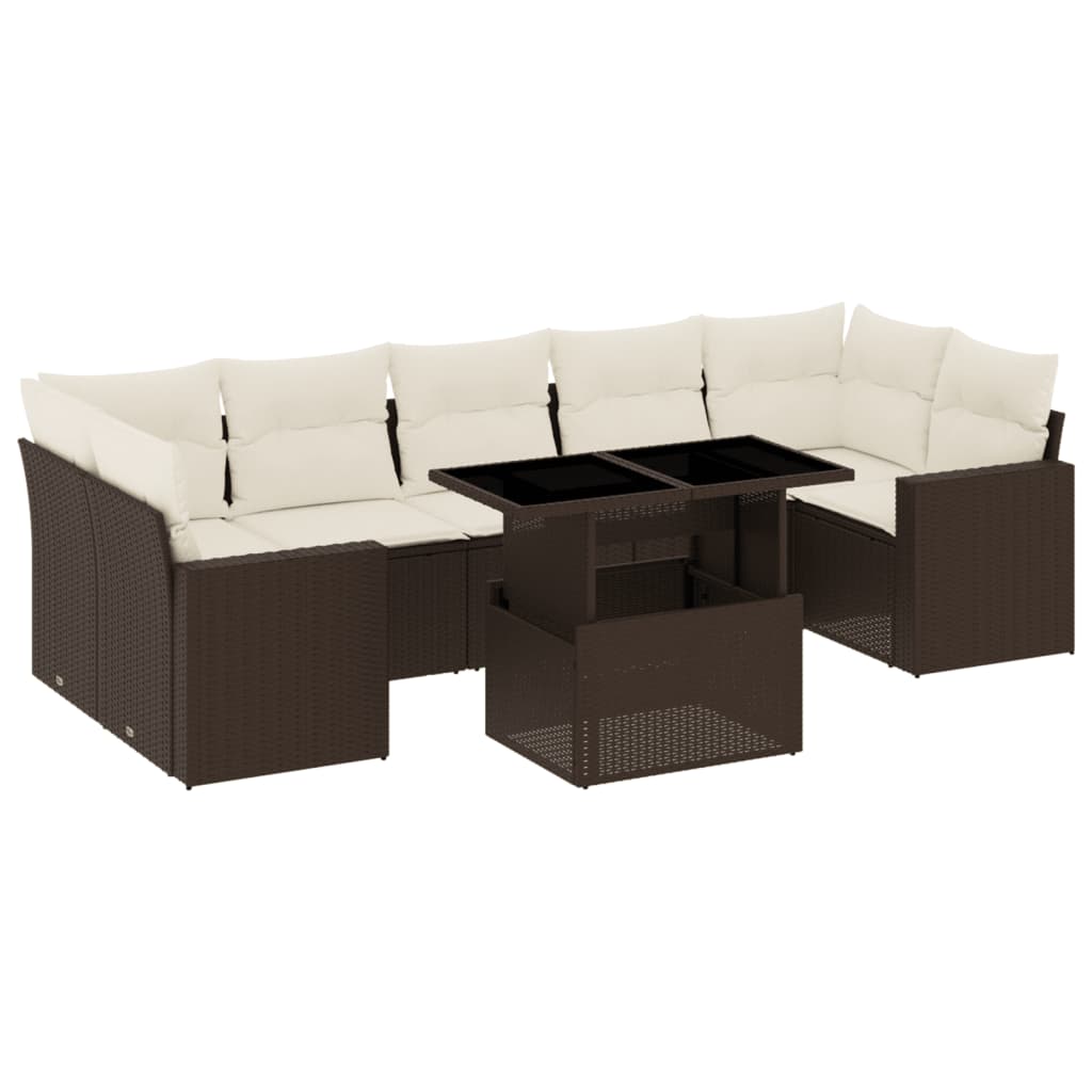 8-delige Loungeset met kussens poly rattan bruin is nu te koop bij PeponiXL, paradijselijk wonen!