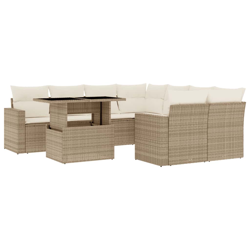 9-delige Loungeset met kussens poly rattan beige is nu te koop bij PeponiXL, paradijselijk wonen!
