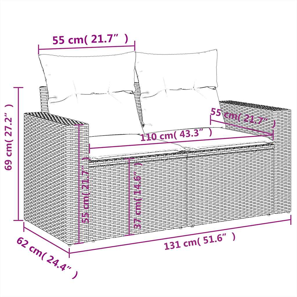 6-delige tuinbankset met kussens, grijs polyrotan is nu te koop bij PeponiXL, paradijselijk wonen!
