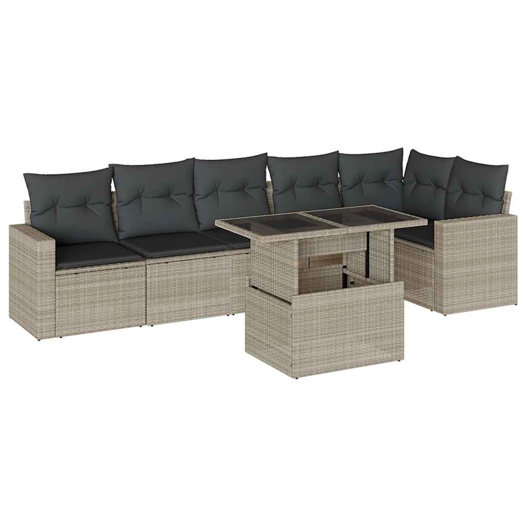 7-delige Loungeset met kussens poly rattan lichtgrijs is nu te koop bij PeponiXL, paradijselijk wonen!