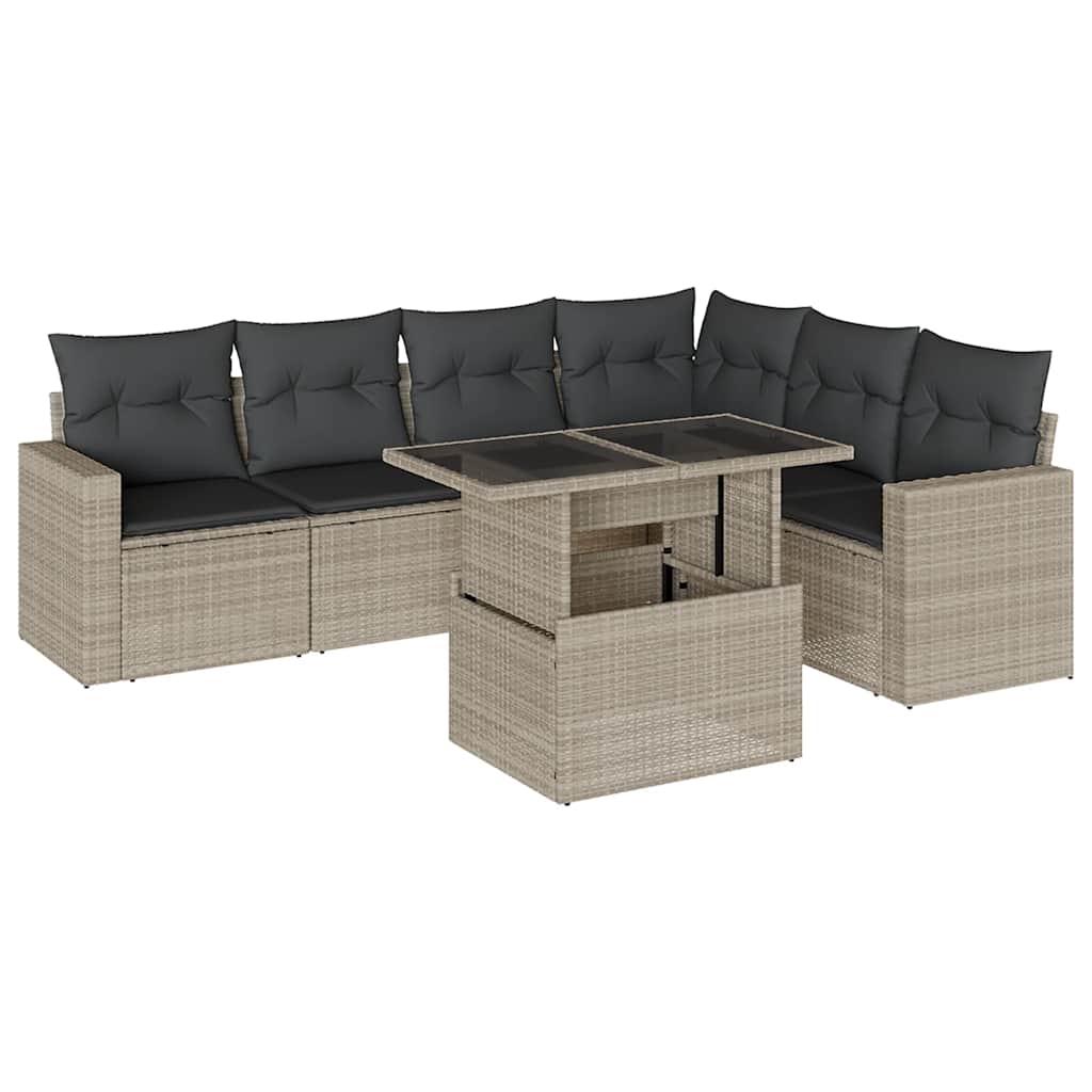 7-delige Loungeset met kussens poly rattan lichtgrijs is nu te koop bij PeponiXL, paradijselijk wonen!