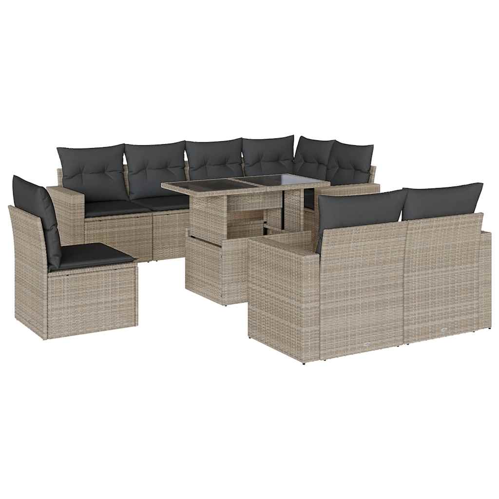 9-delige Loungeset met kussens poly rattan lichtgrijs is nu te koop bij PeponiXL, paradijselijk wonen!