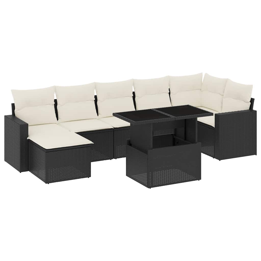 8-delige Loungeset met kussens poly rattan zwart is nu te koop bij PeponiXL, paradijselijk wonen!