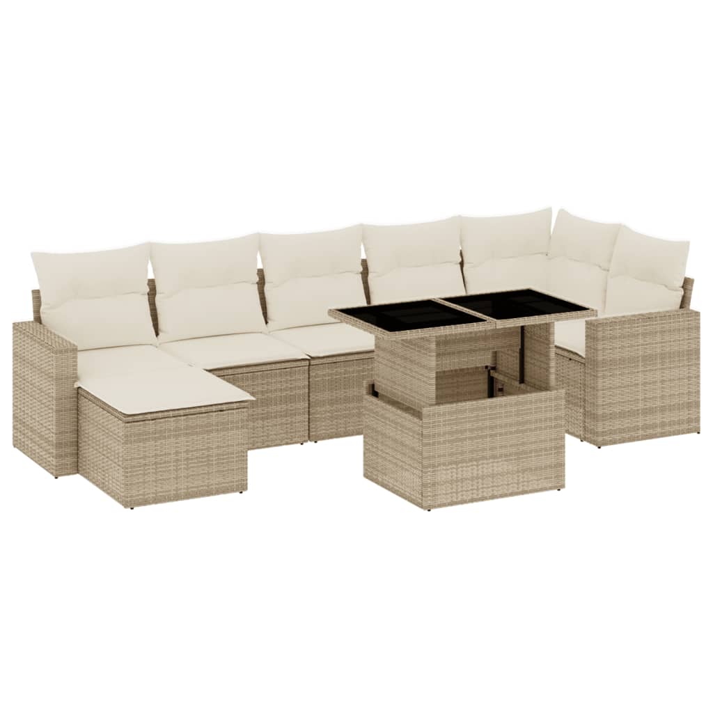 8-delige Loungeset met kussens poly rattan beige is nu te koop bij PeponiXL, paradijselijk wonen!