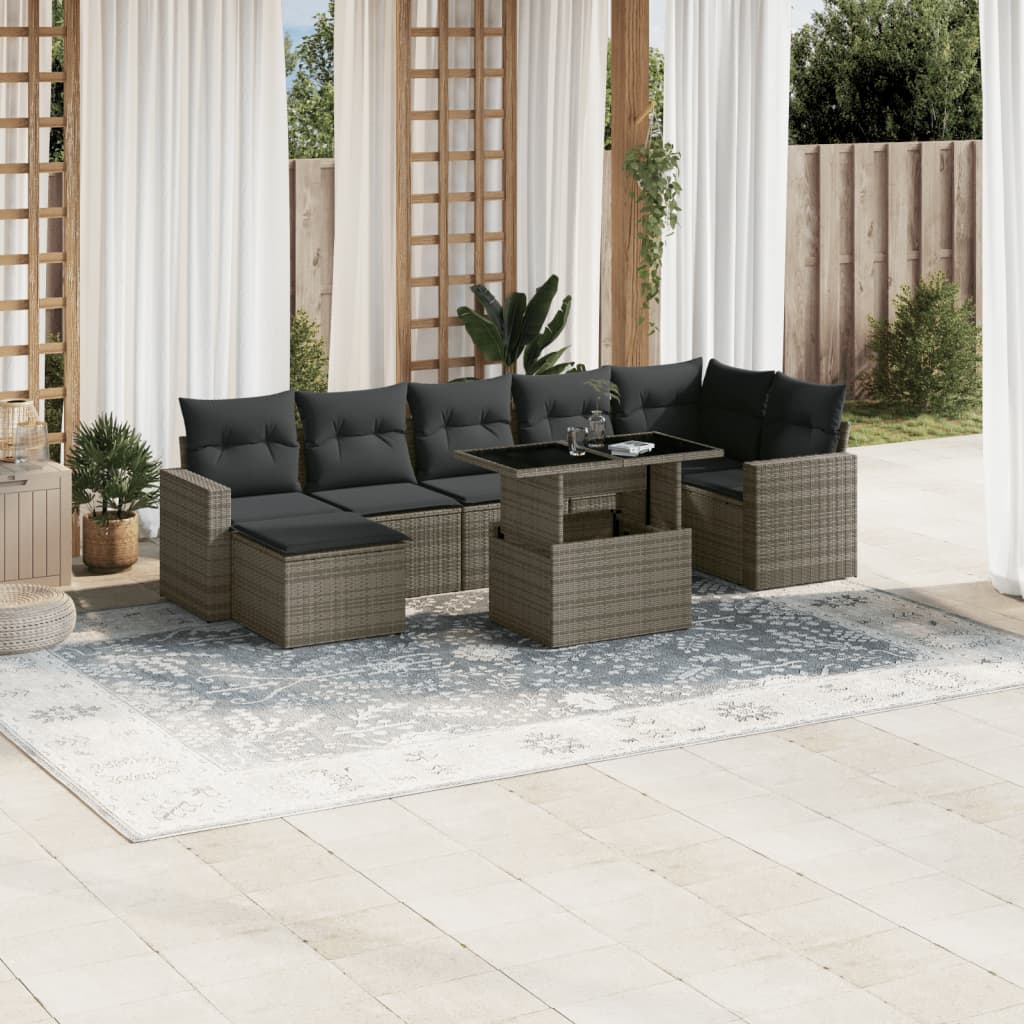 8-delige Loungeset met kussens poly rattan grijs is nu te koop bij PeponiXL, paradijselijk wonen!