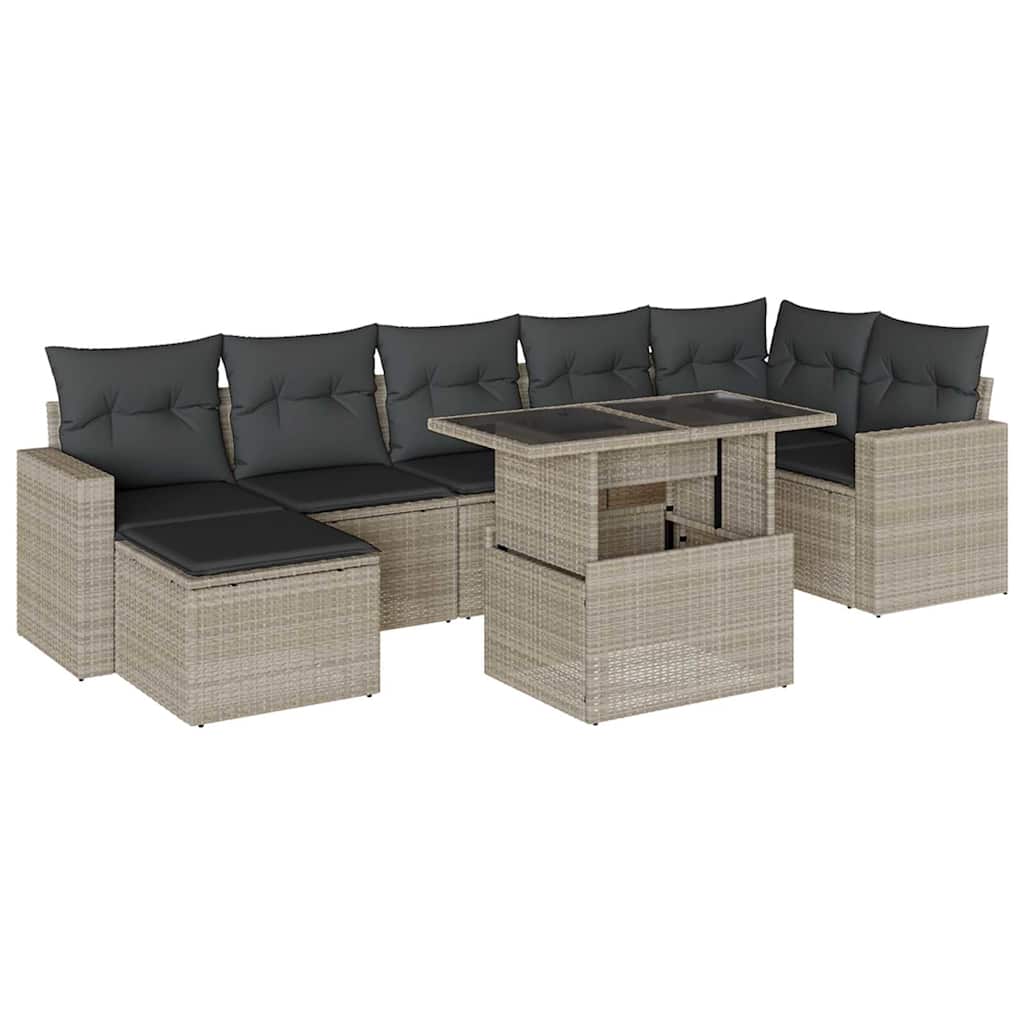 8-delige Loungeset met kussens poly rattan lichtgrijs is nu te koop bij PeponiXL, paradijselijk wonen!